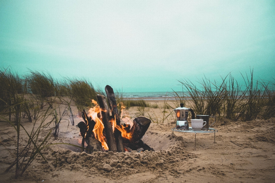 Plage paysage sable horizon