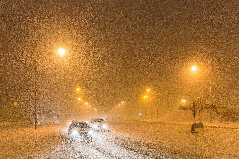 Neige hiver brouillard nuit