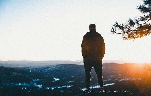 Mann meer horizont gehen Foto