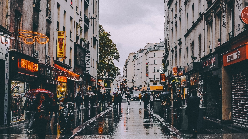 Pedestrian road street building