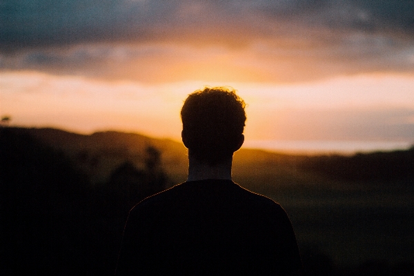 Man sea horizon silhouette Photo