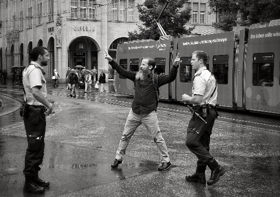 Pedestrian black and white people road Photo