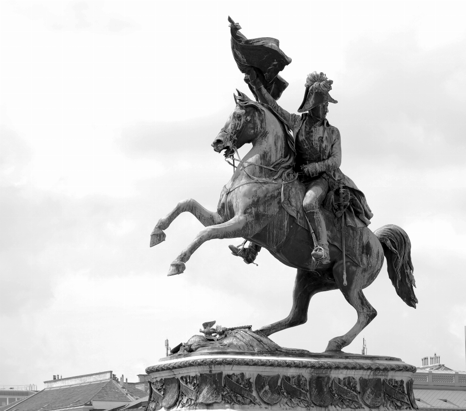 Black and white city monument cityscape