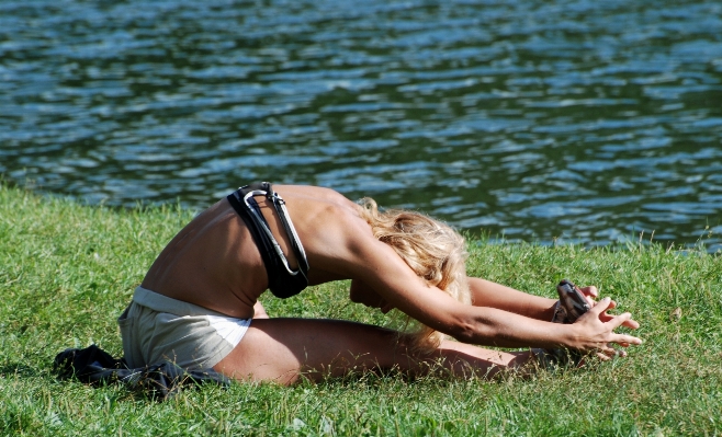 Beach grass people girl Photo