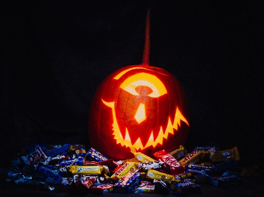 Light glowing pumpkin halloween Photo