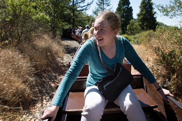 Walking people woman railway Photo