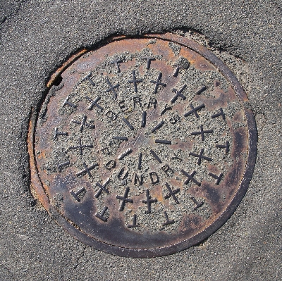 Street soil circle manhole Photo