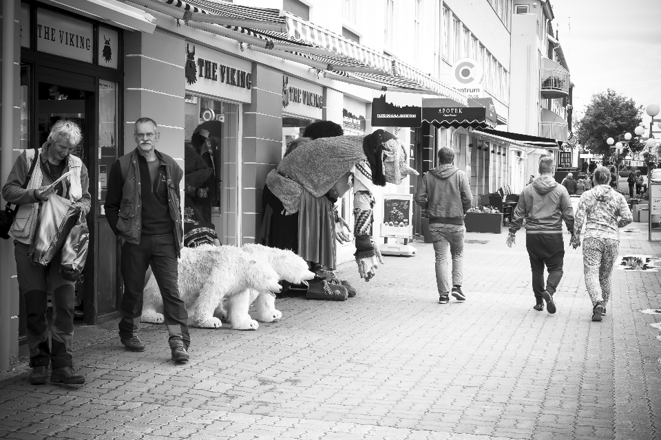 Pedestrian black and white people road