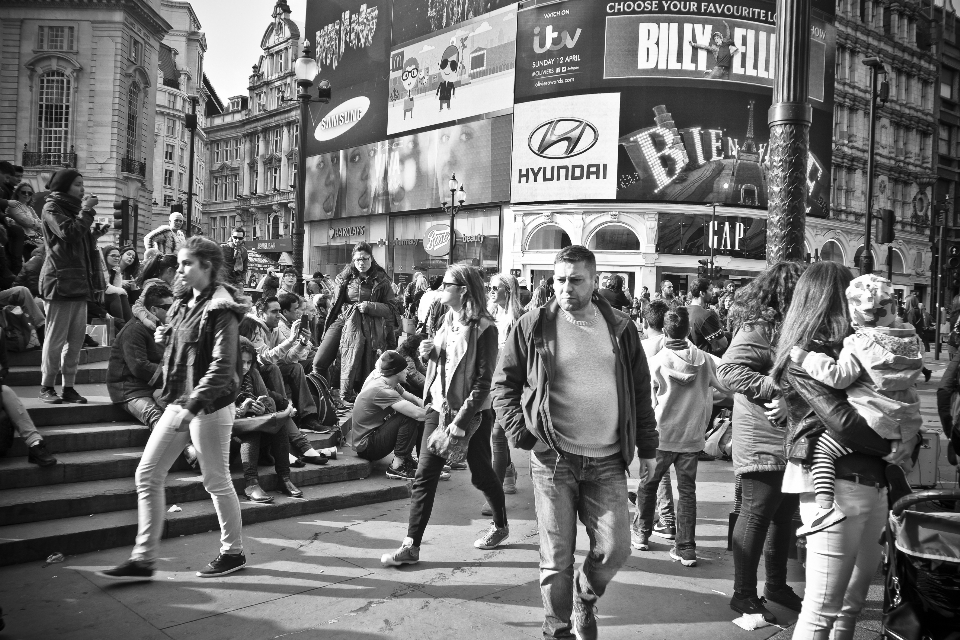 Pedestrian black and white people road