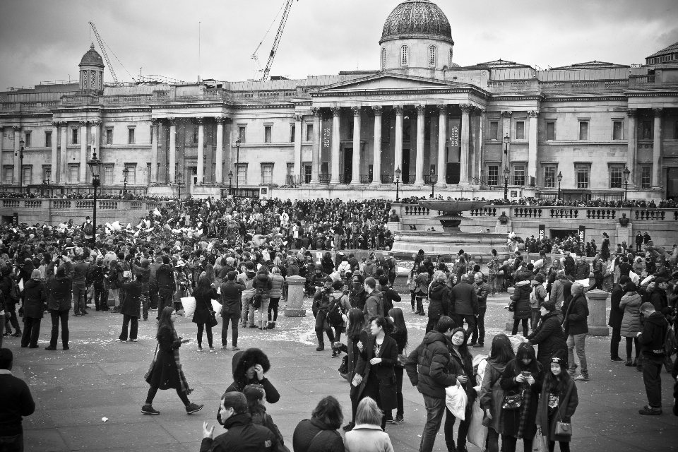 Pedestrian black and white people road