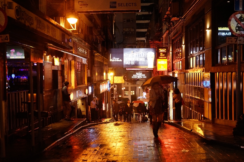 路 街道 夜晚 雨