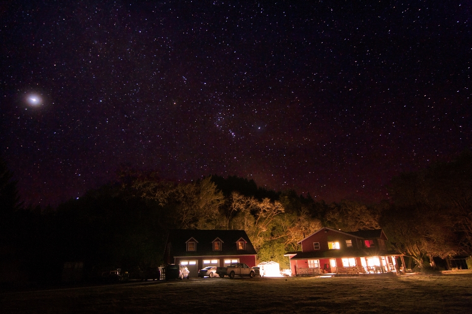 Light sky night house