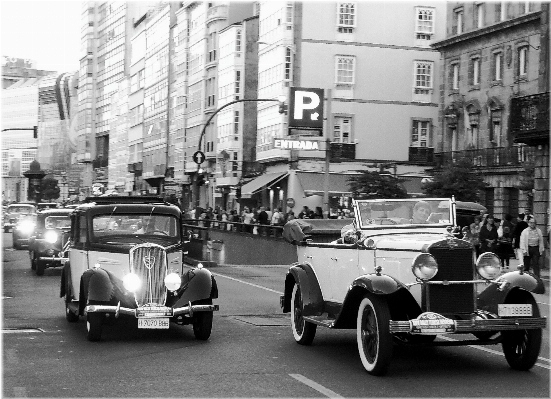 Black and white street car europe Photo