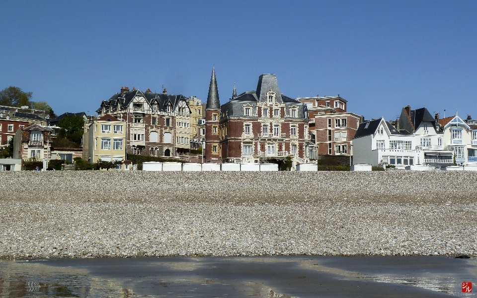 Beach sea coast town