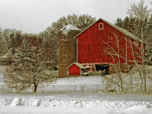 Snow winter house barn Photo