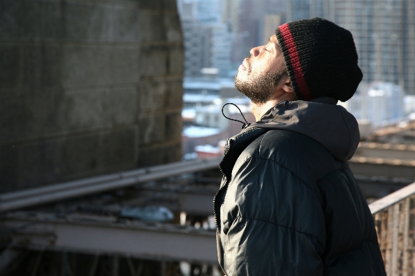 Man person road bridge Photo