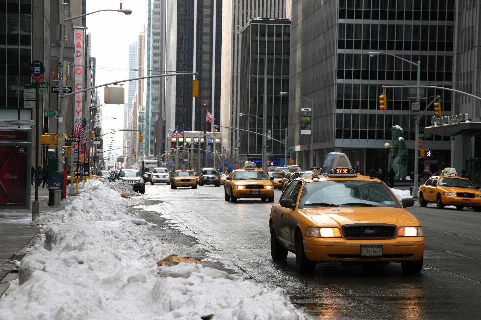 Pedestrian snow road traffic