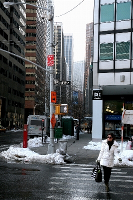 Photo Piéton neige hiver route