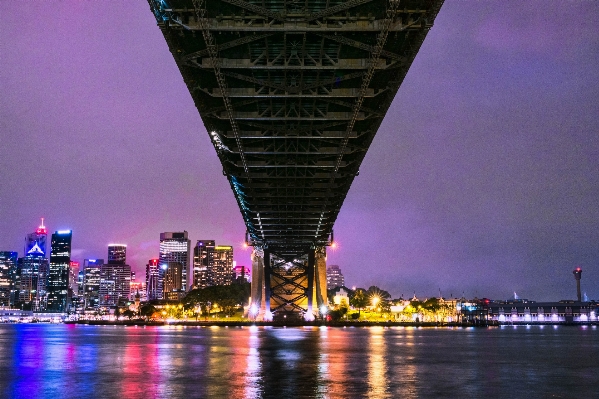 Bridge skyline night city Photo