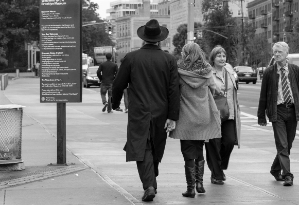 Pedestrian black and white people road Photo