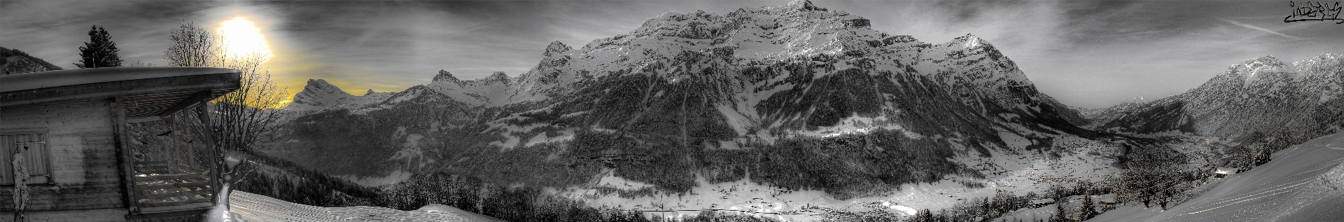 Snow winter air panorama Photo