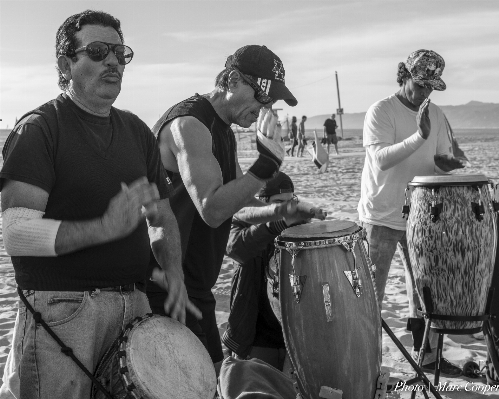 Beach person music black and white Photo