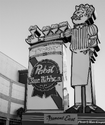 Black and white advertising downtown Photo