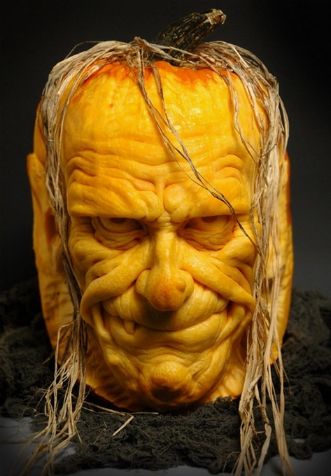 Madera estatua producir calabaza