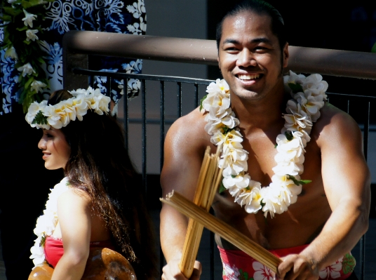 Woman flower dance hawaii Photo