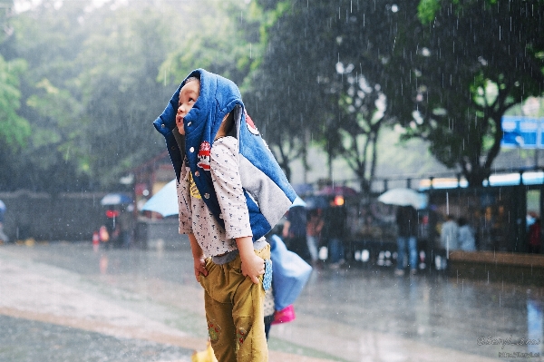 Foto Bokeh
 mengaburkan jalan hujan