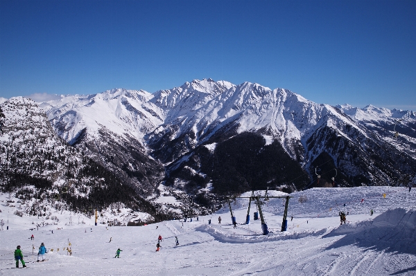 山 雪 冬天 天空 照片