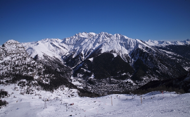 山 雪 冬天 天空 照片