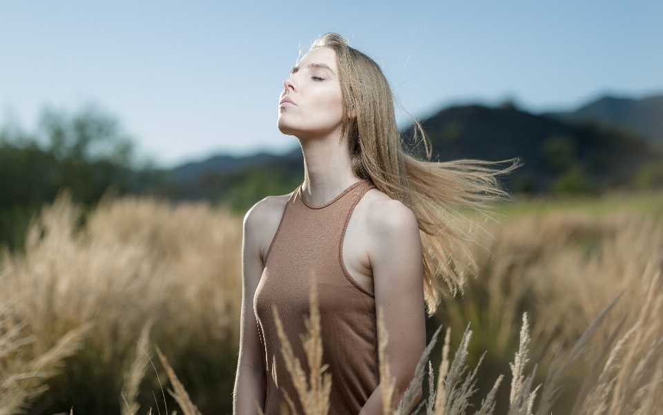 Grass girl woman hair