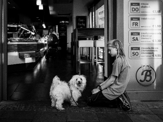 Cafe black and white people girl Photo