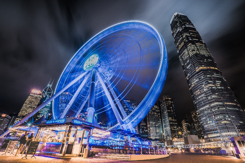 夜晚 摩天轮 游乐园 公园