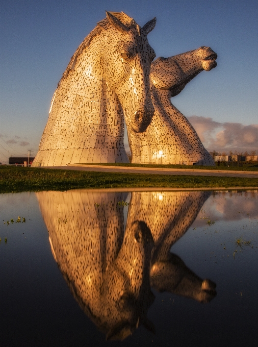 Morning statue reflection sculpture