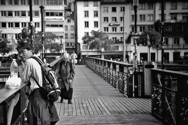 Pedestrian black and white people road Photo