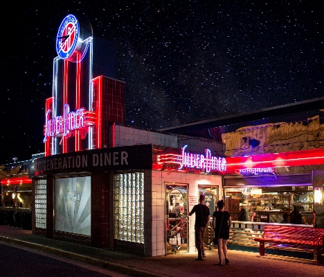 Night downtown diner signage Photo