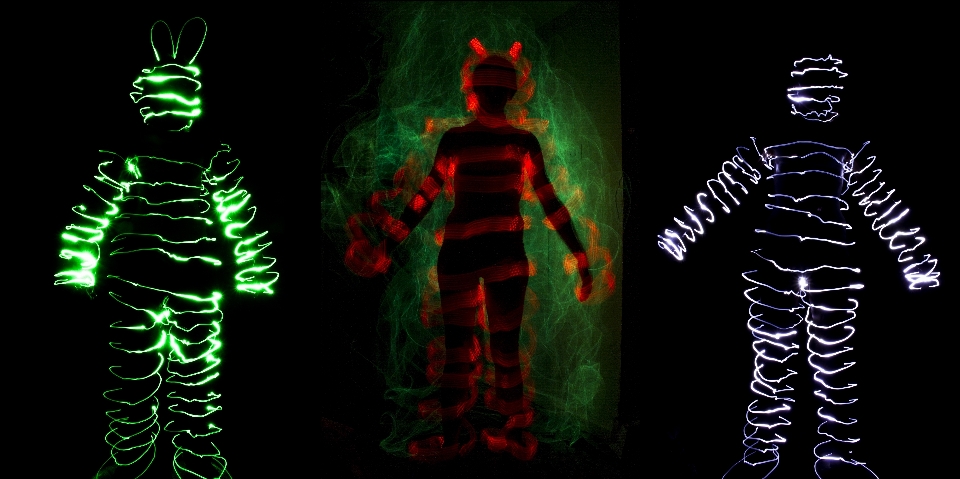 Glowing font lightpainting indoors