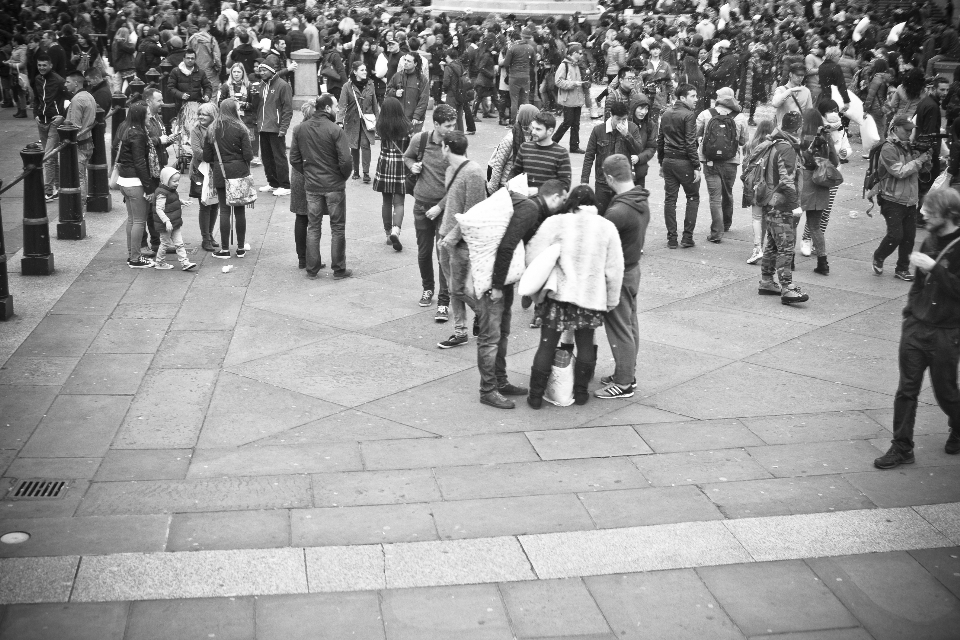 Pedestrian black and white people road