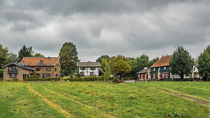 Landscape field farm house Photo