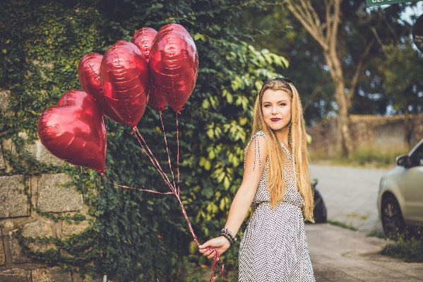 Outdoor girl flower cute Photo