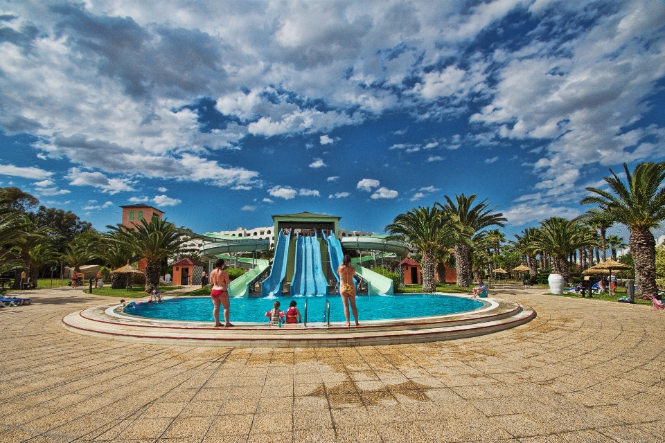 Beach water sky walkway