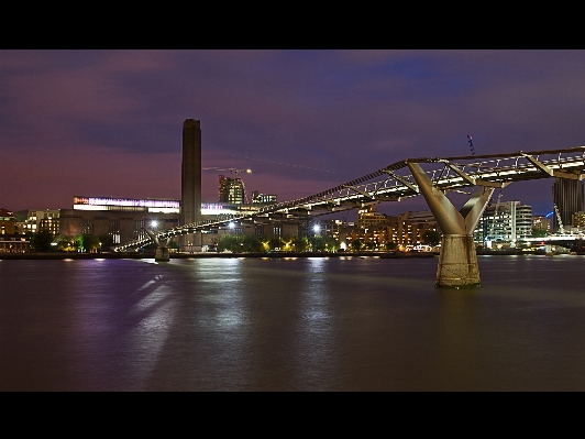 Water bridge skyline night Photo