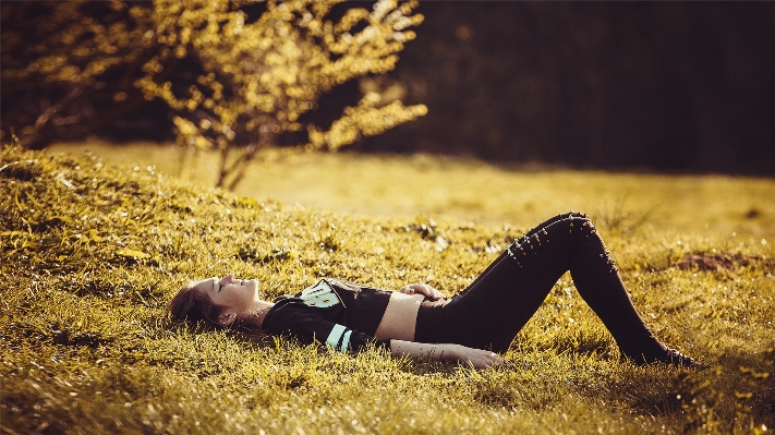 Tree nature grass person Photo