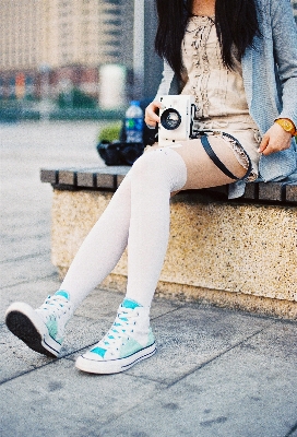 Shoe girl white camera Photo