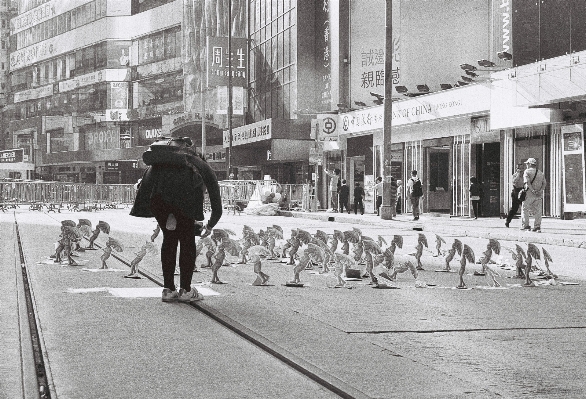 Photo Piéton hiver personnes route