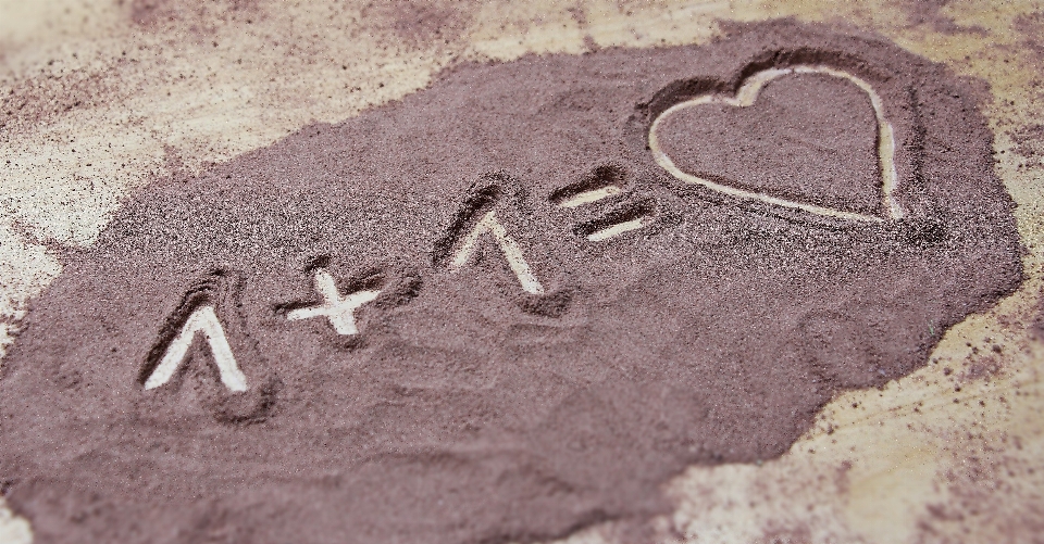 Sand number love heart