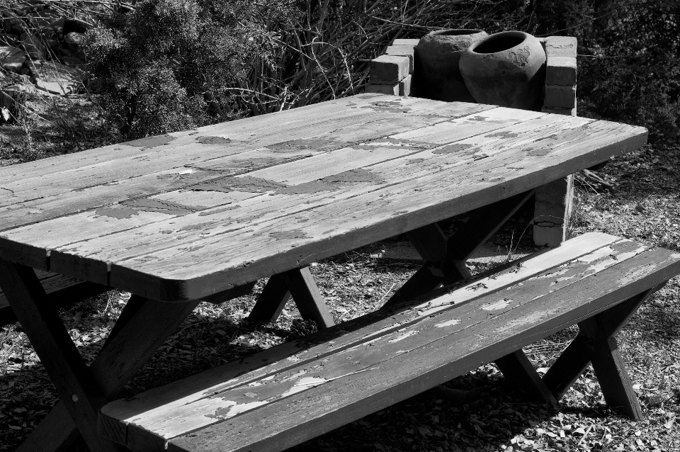 Table black and white wood