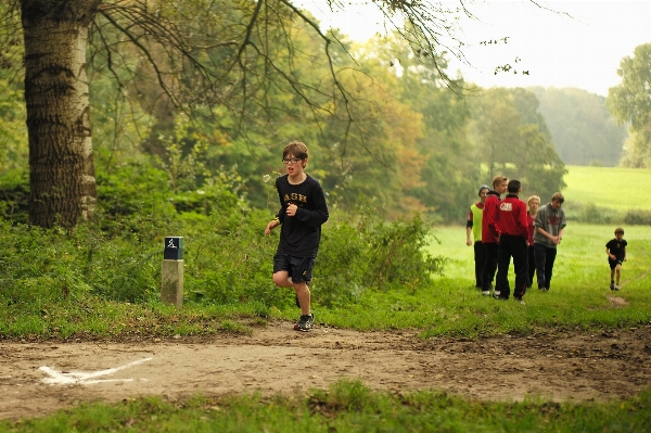 Walking girl sport boy Photo